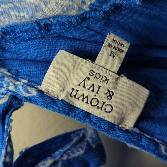 Crown & Ivy Kids Blue + White Tiered Maxi Dress Ruffle Sleeve Girls Size M - Picture 2 of 7